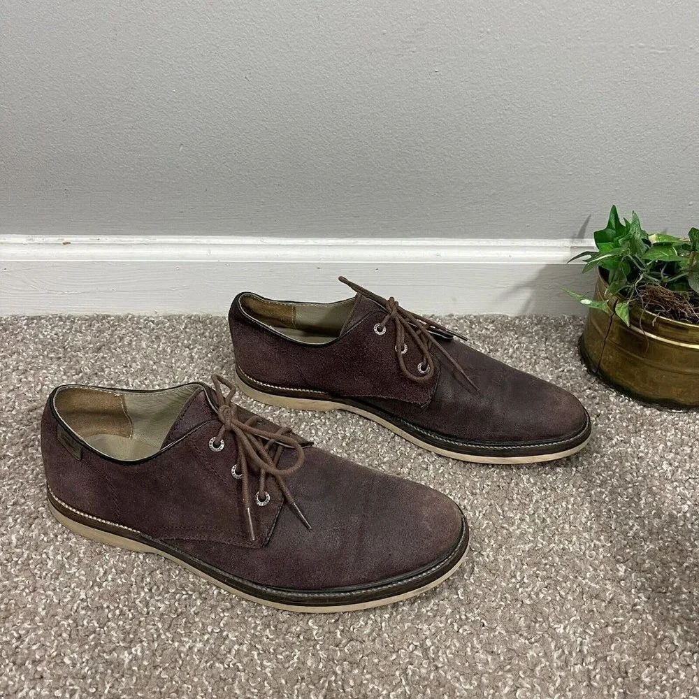 LACOSTE SHERBROOKE 9 GOLF SRM Mens SIZE 9.5 OXFORD SUEDE SHOES BROWN